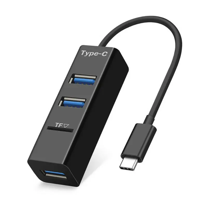 Разветвитель USB 3,0 type-C на 3 порта+ считыватель карт TF для разъема Macbook