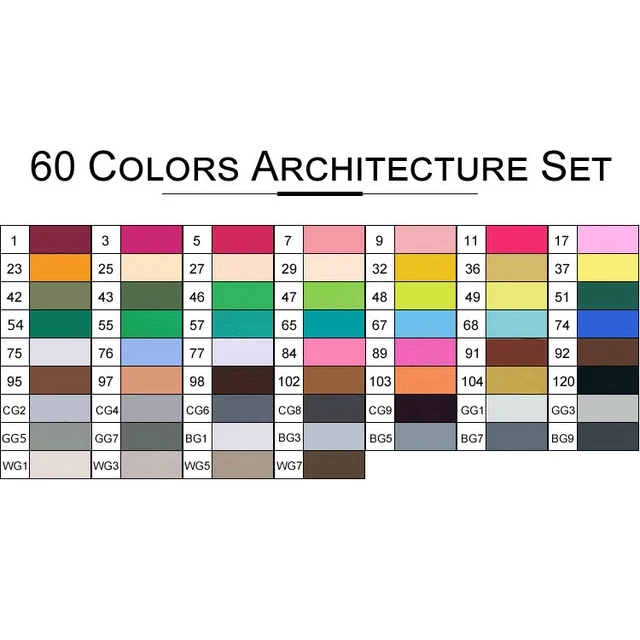 60 Architectural Set TouchFIVE маркер для рисования, 12 комплектов/30/40/60/80/168 Цвета аниме студент эскиз конструкции манга спиртовой фломастер для Рисование граффити маркеры фломастеры - Цвет: 60 Architectural Set