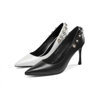 

Women's Sandals Quality Thin Heel Point Toe 12cm Patent Leather Pumps Meeting Party Shoes Flower Pointed High Heels