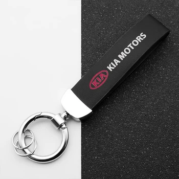 

Car styling 3D Metal Leather Auto Logo Keychain Key Chain Key Rings for KIA K2 K3 K5 Sorento Sportage R Rio Soul cap accessories