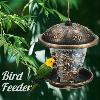 

1000ML Bird Feeder Vintage Automatic Hanging Bird Food Container Outdoor Feeder Villa Garden Decoration PP+PS Material