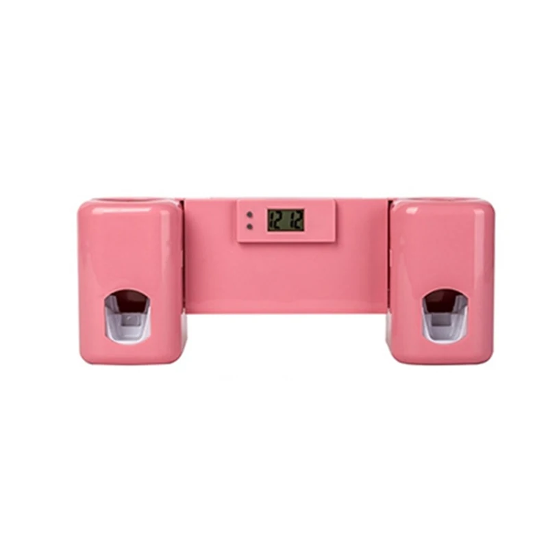 Cute Cartoon Bathroom Accessories Toothbrush Holder For Tooth Brush Holder Wall Mounted Toothpaste Dispenser Gargle Suit - Цвет: Розовый