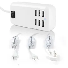 Многопортовый 30 Вт 6USB быстрое зарядное устройство для IPhone Android адаптер Tablete EU US UK Pulg блок питания для Xiaomi huawei samsung