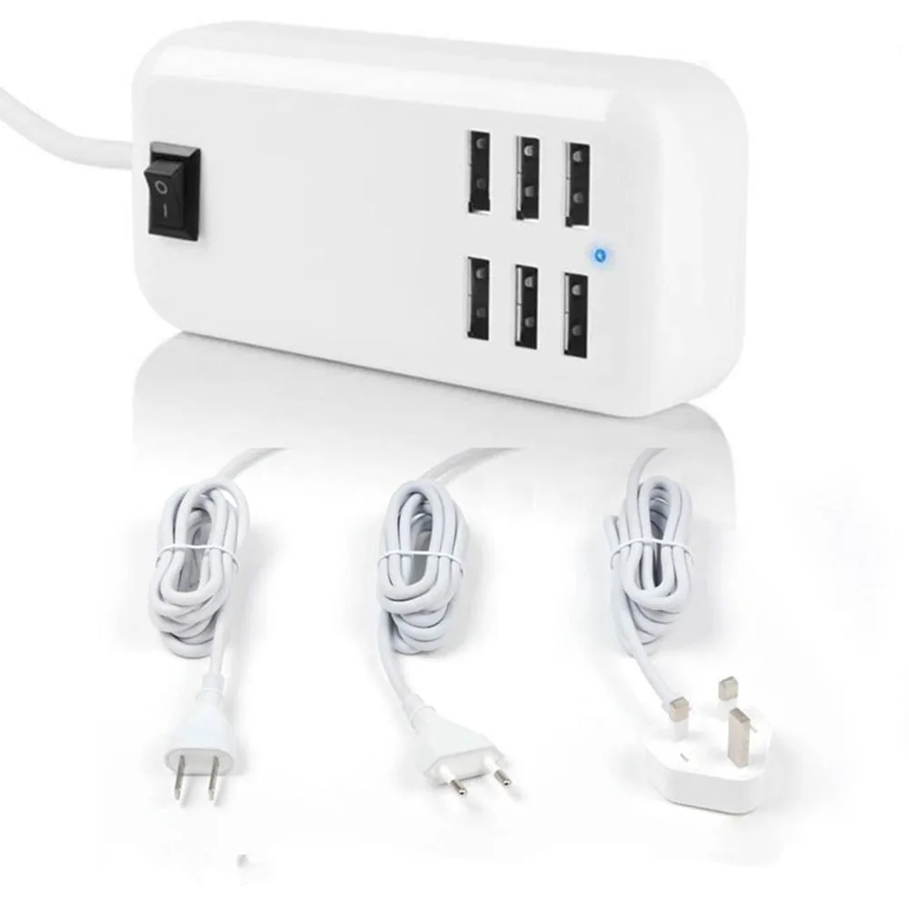 

Multiport 30W 6USB Fast Charging Charger for IPhone Android Adapter Tablete EU US UK Pulg Power Supply for Xiaomi Huawei Samsung