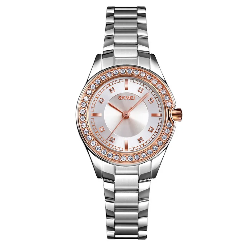 Rose Gold SKMEI 1534 часы из розового золота женские роскошные повседневные водонепроницаемые часы кварцевые наручные часы из нержавеющей стали наручные часы женские часы - Цвет: Rose Gold