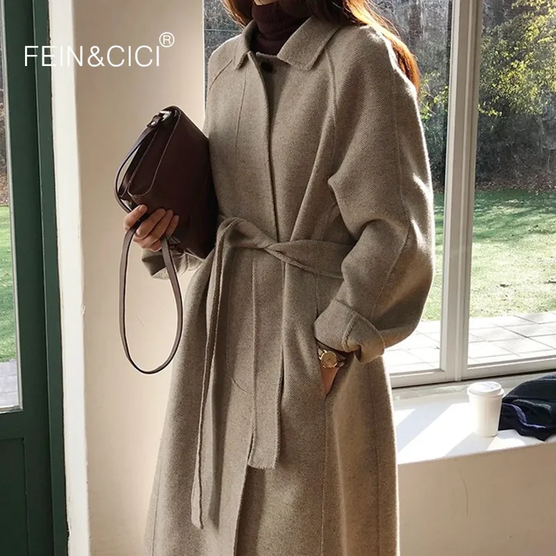 100% wollen jas warm winter beige camel oversized maxi lange outfit Wol Blends coat 2019 hoge kwaliteit