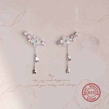 

Y-EH202008075 S925 Sterling Silver Korean Tassel Shell Flower Gift Women's Earrings 2020