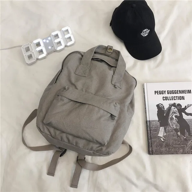 Retro Large Capacity Soft Canvas Women's Backpacks Fashion Student Schoolbag Teenager Girl Travel Backpack Sac A Dos 2021 New gray-2