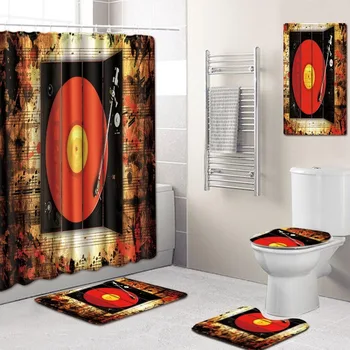 

CD Map Bathroom Mat Curtain Waterproof Shower Curtain Toilet Five-Piece Set Living Room Coffee Table Front Flannel Carpet