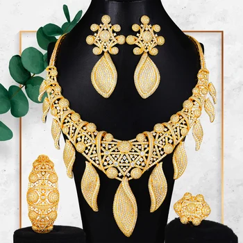 

GODKI Luxury Dream Catcher Leaf African Jewelry sets For Women Wedding Party Cubic Zircon Indian Dubai Bridal Jewelry Set 2020
