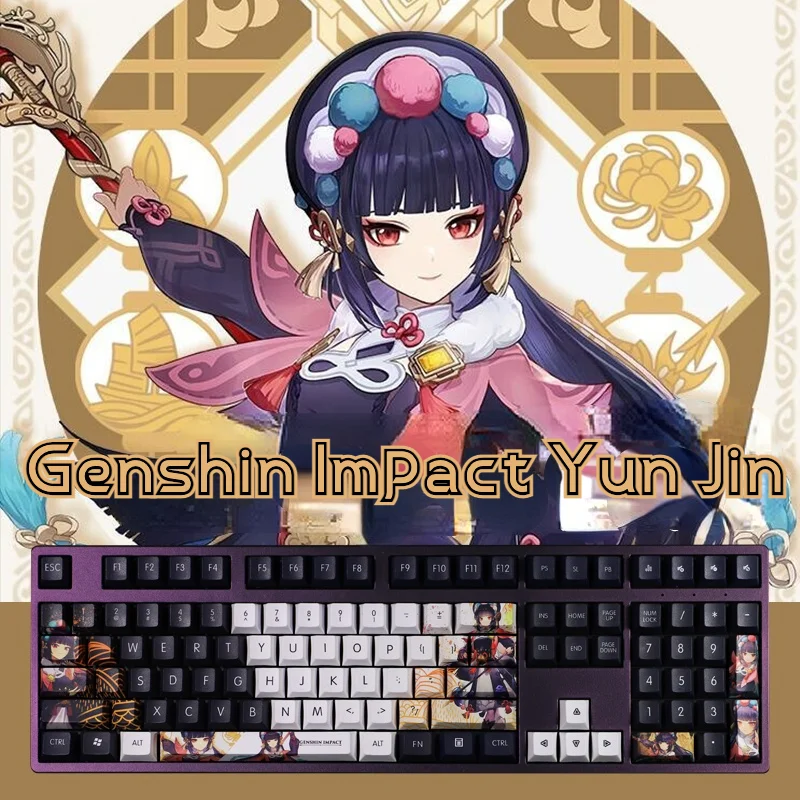 Genshin Impact Series Pbt Keycaps 108 Keys Set For Mechanical Keyboard