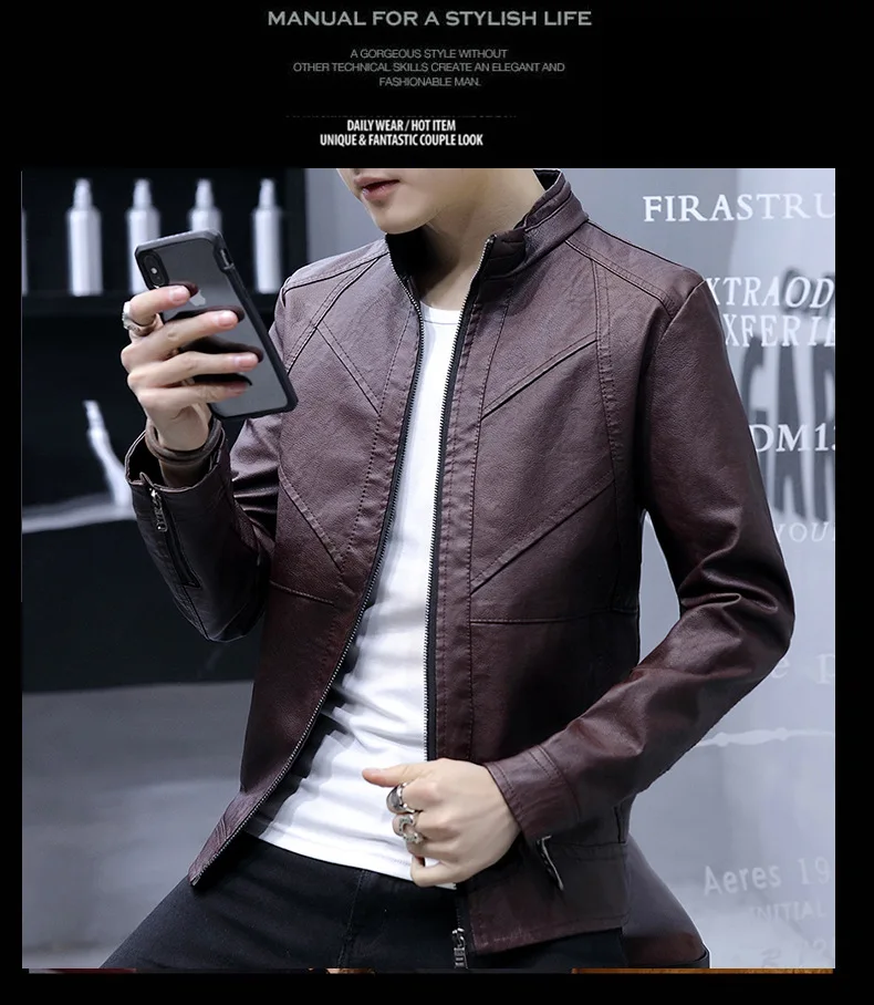 Стиль Повседневное кожаные пальто мужские пальто корейский-Стиль Slim Fit тренд красивый Молодежный Босоножки из искусственной pu кожи мужская одежда