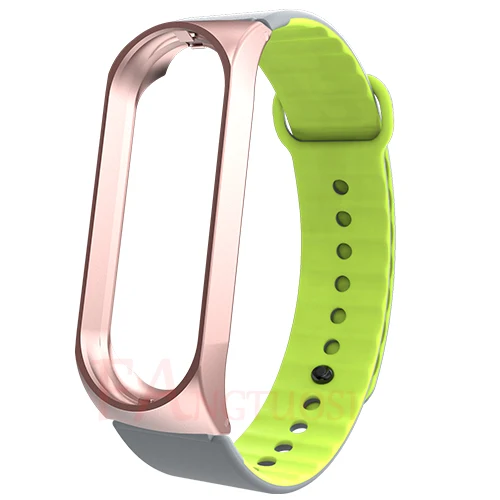 rose graygreen FANGTUOSI для mi Band 4 mi band 3 ремешок Спортивный Браслет Силиконовый металлический чехол ремешок для Xiaomi mi Band 4 3 Correa - Цвет: rose graygreen