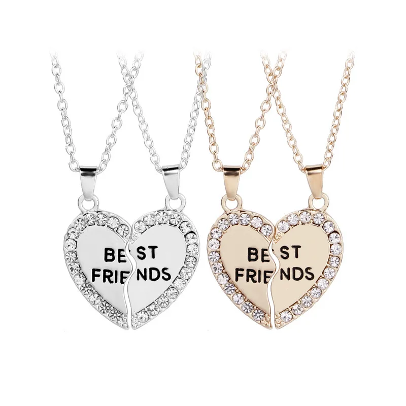 

New Style Two Flap Joint Broken Heart Shape Necklace Best Friends Pendant Necklace Couples Good Friend Necklace