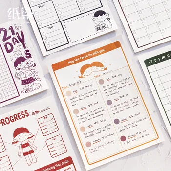 

JIANWU 1pc Cute schedule Planner Agenda Study Notebook Pocket Diary Travel Journal note pad kawaii memo pad Stationery Gift