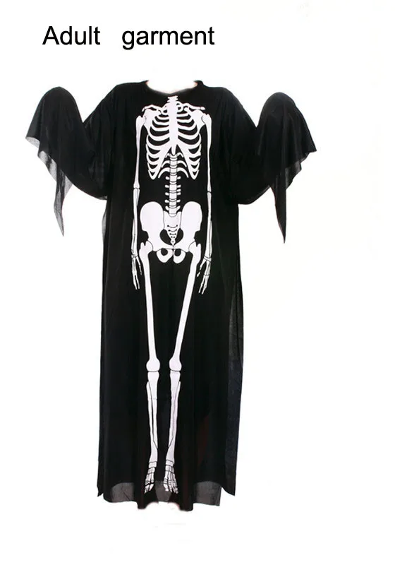 Костюм на Хэллоуин, череп, скелет, демон дух, маскарадные костюмы для взрослых, детей, детей, карнавальный маскарадный костюм, халаты, страшная маска - Цвет: adult