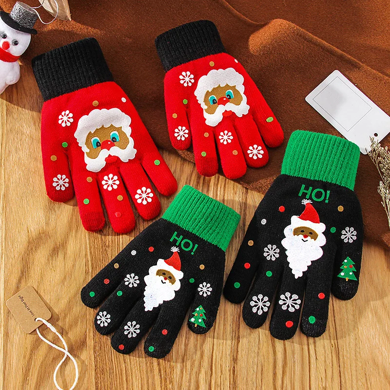 

New Gloves Female Winter Touch Screen Christmas Knitting Students Mobile Phone Games Outdoor Warm Foreign Trade Gloves Wholesale