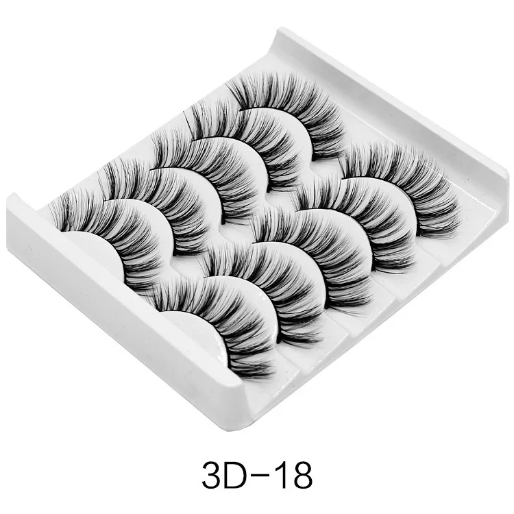 Целлюлозность 5 пар 3D норковые волосы Накладные ресницы натуральные/толстые длинные ресницы для глаз Wispy макияж инструменты для наращивания красоты - Цвет: 3D-18