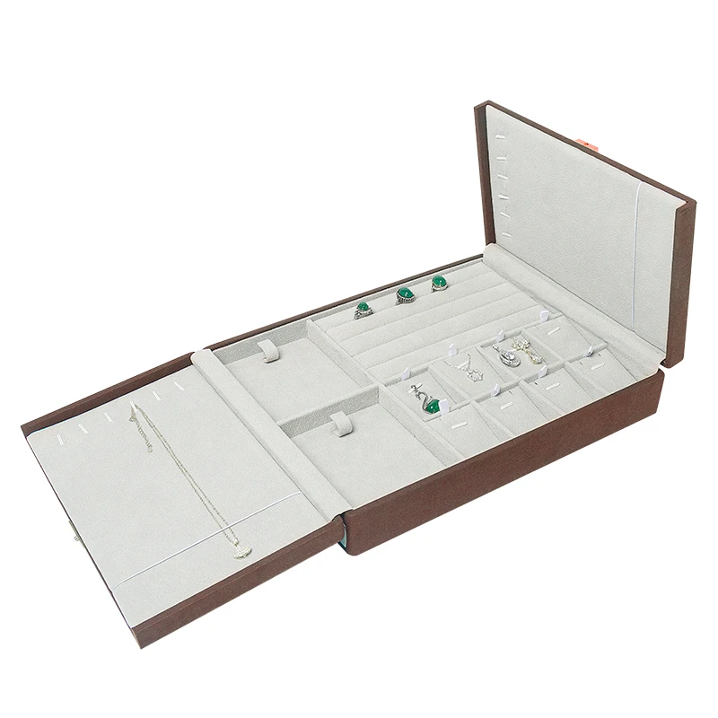 

New Fashion British style 2020 Multifunctional jewelry box Display Casket Brown Organizer wedding ring for Women