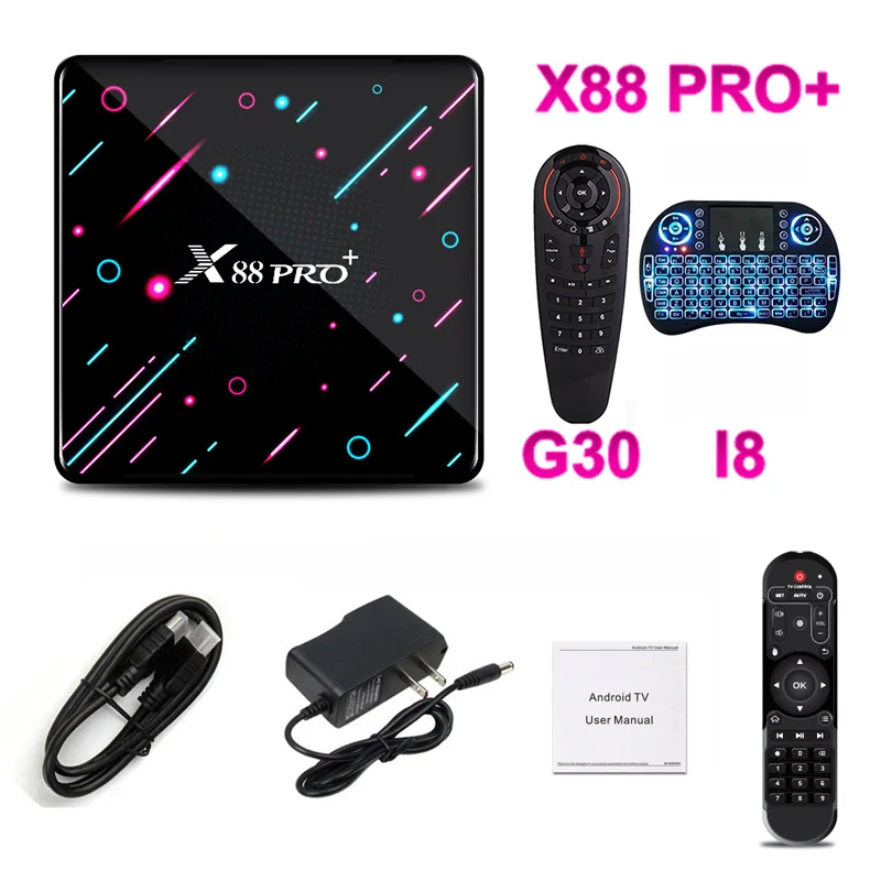 QPLOVE X88 PRO Plus Smart tv Box ОС Android 9,0 RK3368 Qcta-Core 4 Гб 64 Гб PowerVR G6110 GPU поддержка 4K HDMI 2.0a изображение двойной WiFi - Цвет: X88 with G30 and I8