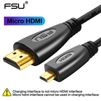 

FSU Micro HDMI Adapter 1080P Micro HDMI Male to HDMI Male Cable Connector Converter for Mobile Phone Camera GoPro HDMI Micro