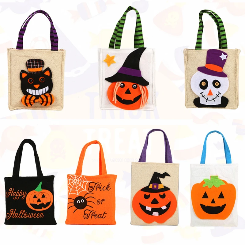 

Halloween Pumpkin Candies Bag Non-woven Tote Bags Kids Trick or Treat Gift Bags for Kid Halloween Party Props Ornament
