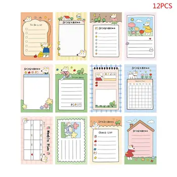 

12pcs Kawaii Cartoon Memo Pad N Times Sticky Notes Notebook Label To Do List School Supplies Stationary