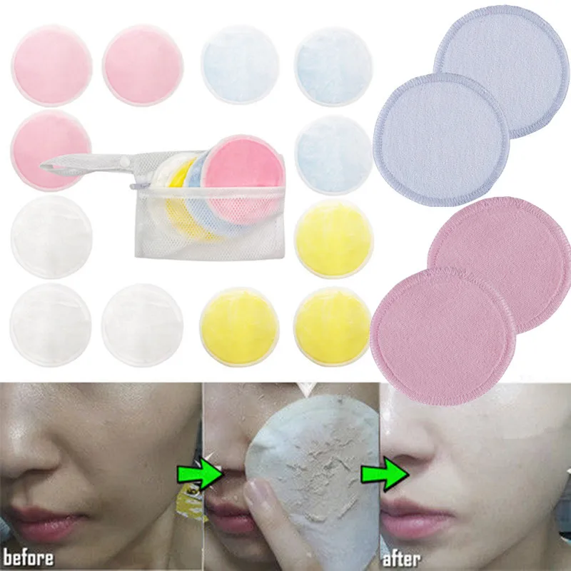 

Reusable Make Up Remover Pads Washable Bamboo Cotton Cloth Puff With Laundry Bag Wipes Face/Eye/Lip Clean Facial Skin Care Tool