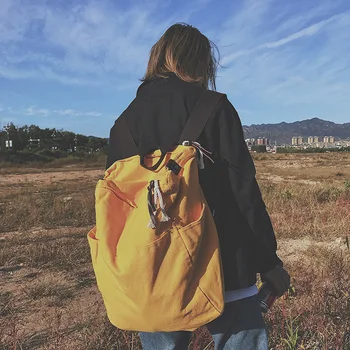 

Women Canvas Backpack Travel Large Back Pack School Bags for Teenagers Girls Simple Trend Leisure Rucksack Youth Backbag New