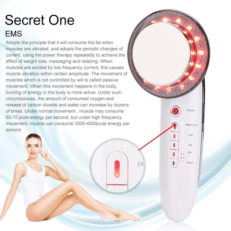  6 in1 Pro Ultrasonic Massager which contains Red/Blue Light LED EMS Massager Face Massage Skin Body - 4000120256576