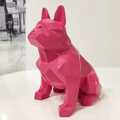 Rose Red Большой размер, 13 цветов, креативная нордическая абстрактная Геометрическая статуя собаки из смолы, Современная Минималистичная скульптура французского бульдога, орнамент - Цвет: Rose Red