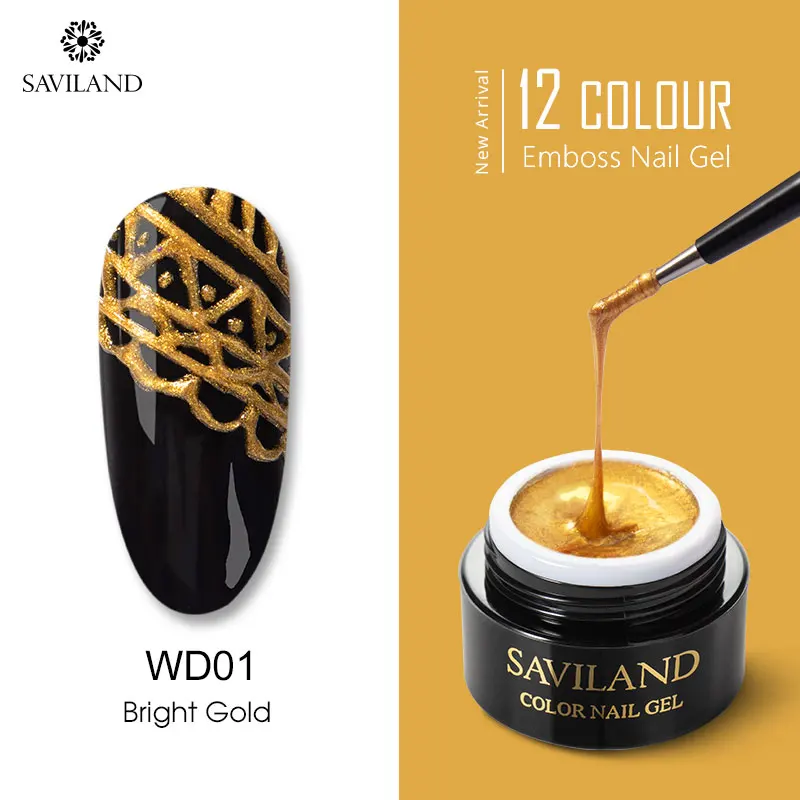 WD01 SAVILAND 2 в 1 рельефный Гель-лак для ногтей 3D сделай сам резной узор гель замачиваемый гибридный УФ-лак Полупостоянный для дизайна ногтей - Цвет: WD01
