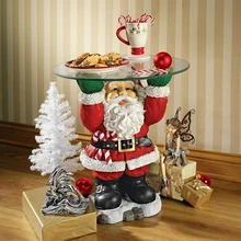 Santa Treats uchwyt talerz na owoce świąteczna ozdoba na biurko żywica święty mikołaj rzemiosło rzeźby Party świąteczny stół taca Decor tanie tanio CN (pochodzenie) Resin+Acrylic 1 x Christmas Ornament