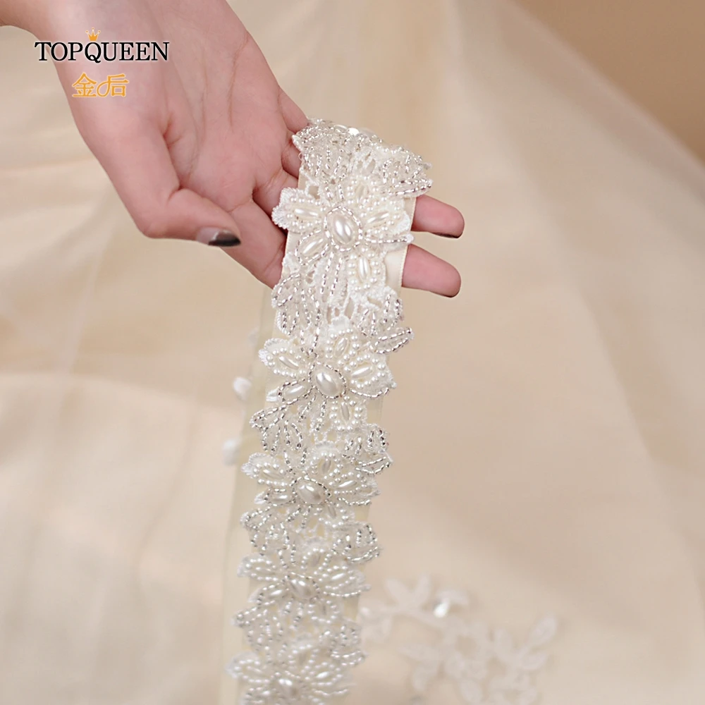 TOPQUEEN S219 поясом ручной работы из бусин, свадебные ленты ремешок для свадебного платья женские ремни широкий бледно-лиловый Свадебный с жемчугом лента цвета слоновой кости