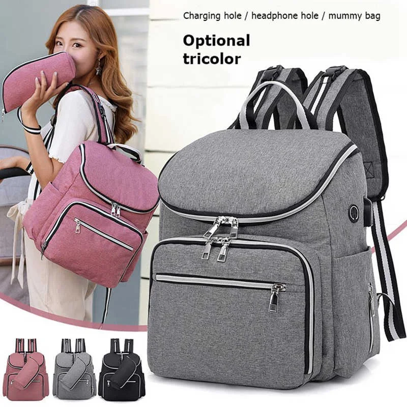 

Multifunction Diaper Bags Waterproof Travel Nappy Backpack Large Capacity Tote Shoulder For Mommy Daddy Backpack With USB Chargi