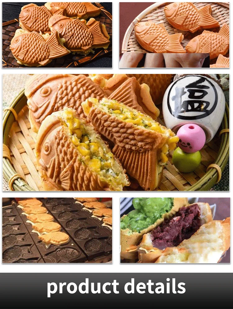 Description Picture 3 of itemXEOLEO Taiyaki Maker Fish Waffle Machine Fish Cake Baking Machine 6 Pcs Fish Ice Cream Waffle Maker 3000W Non-stick Pan