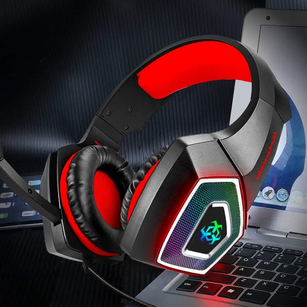 

Earphone Game Headphone Hunterspider V-1 Headphones for PS4 With Microphone Colorful LED Light Headphone Game Earphone Headset