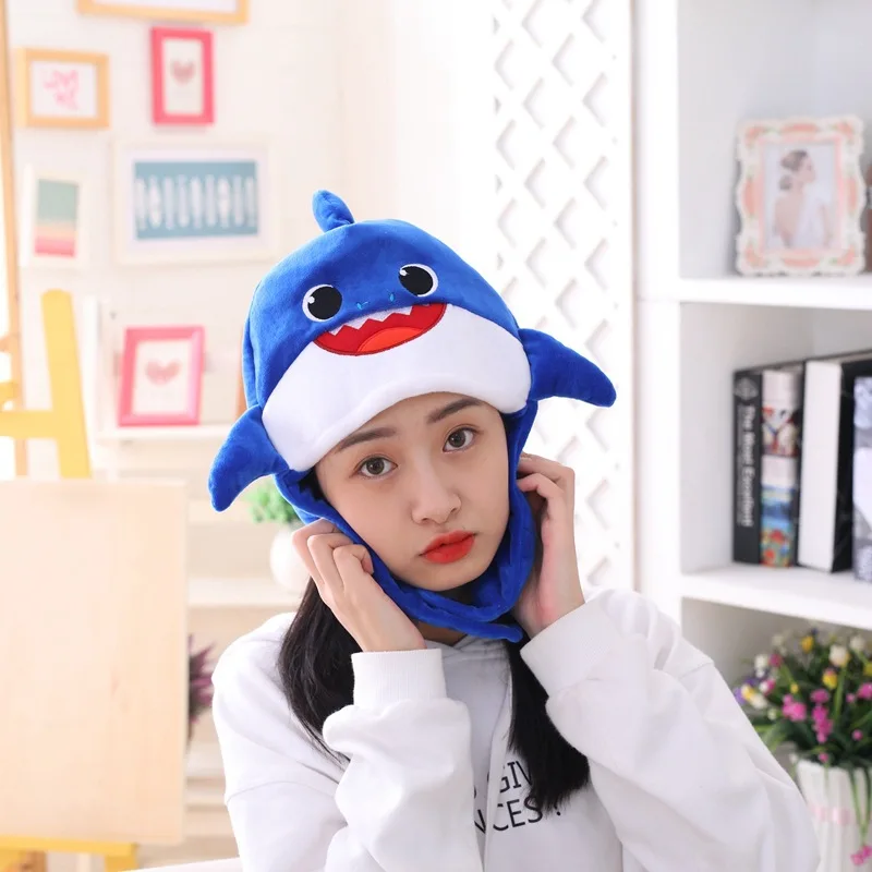 Halloween Funny Fish Hat Unisex Plush Party Hats Party Halloween Cosplay Costume Hat Cap for Adult Children Party Supplies Gift - Color: skyblue