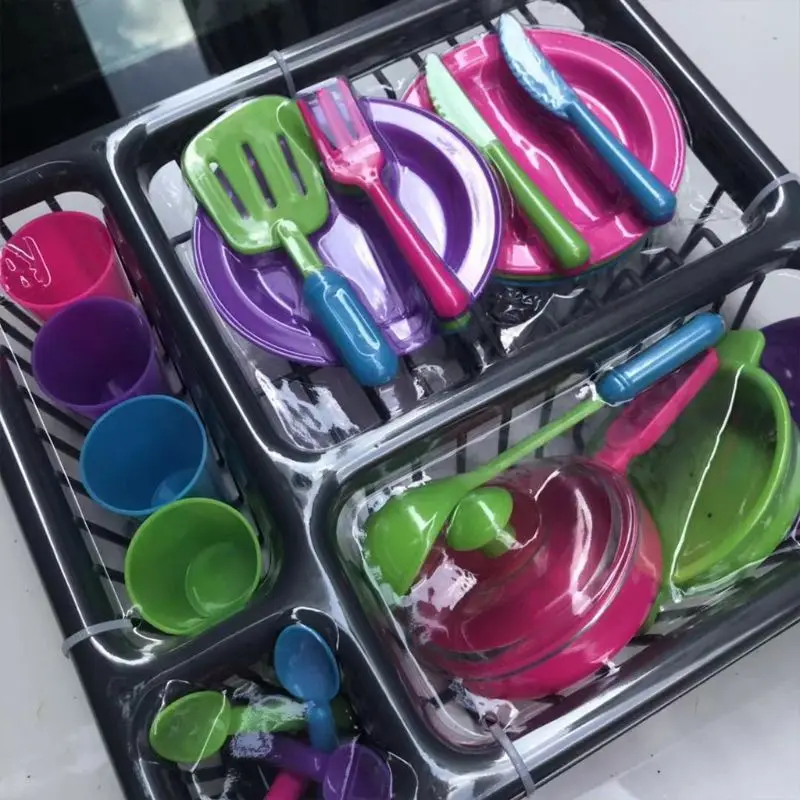 Toys 28pc Kids Kitchen Dish Playset Children's kitchen tableware set family 28 pieces of kitchen utensils