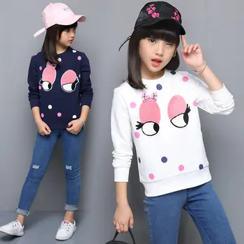 

Kids Cute Big Eyes T shirt For Girls Long Sleeve Autumn Tshirt Tops Teenage Girls Fashion 12 Years to 4 Years Eye Clothing