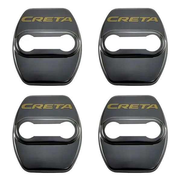 FLYJ 4PCS Car Door Lock cover Protect Buckle Latch Stop Anti Rust Car accessories interior For KIA RIO 3 4 Car sticker - Цвет: Черный