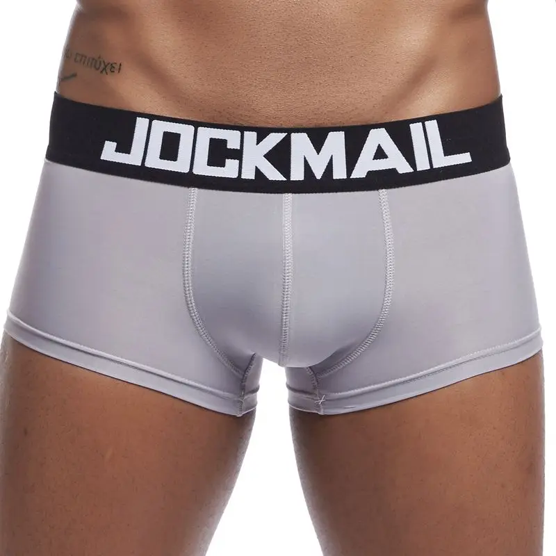 JOCKMAIL, мужское нижнее белье, боксеры, брендовые, мужские боксеры, шорты, сексуальные, u-образные, выпуклые, мужские, s трусы, мягкие, крутые, шелк, мужские боксеры - Цвет: ice silk Gray