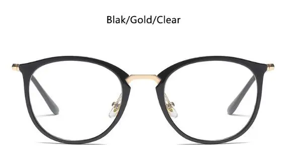 black gold clear Женские прозрачные круглые очки сплав дужки Модные прозрачные оправы для очков для женщин оптика черные очки Роскошные очки - Цвет оправы: black gold clear