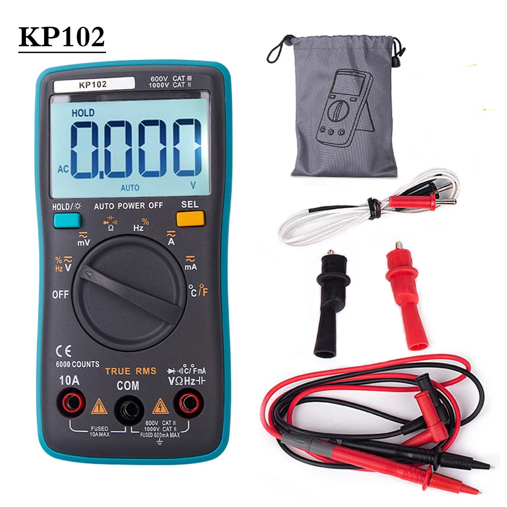 

KP102 Multimeter Digital Professional Digital Diode measurement 10nF ~ 10mF Capacitor Capacitance Meters Mini Tester