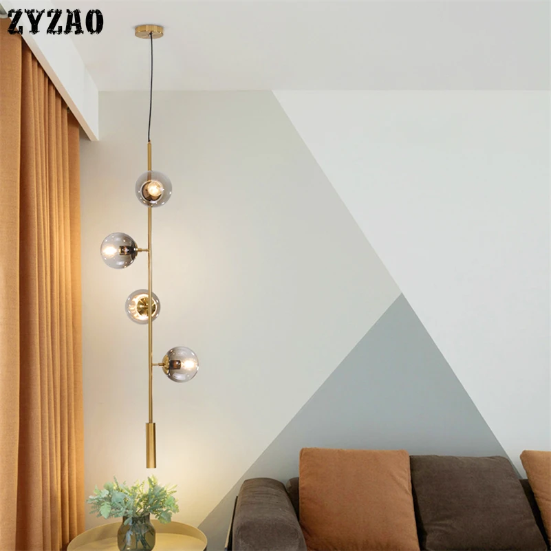 Nordic Glass Ball Chandelier Lighting Vintage Glass Bubble Hanging Lights Modern Simple Dinning Room Chandelier Light Fixtures