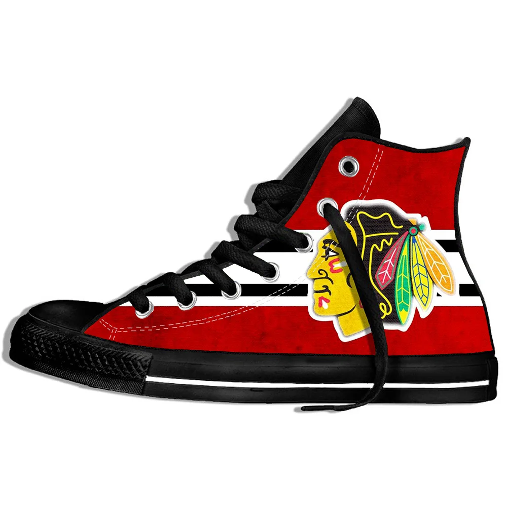 Blackhawks4 Мужская и женская мода Blackhawks кроссовки удобные Chicago на шнуровке унисекс обувь - Цвет: Blackhawks4