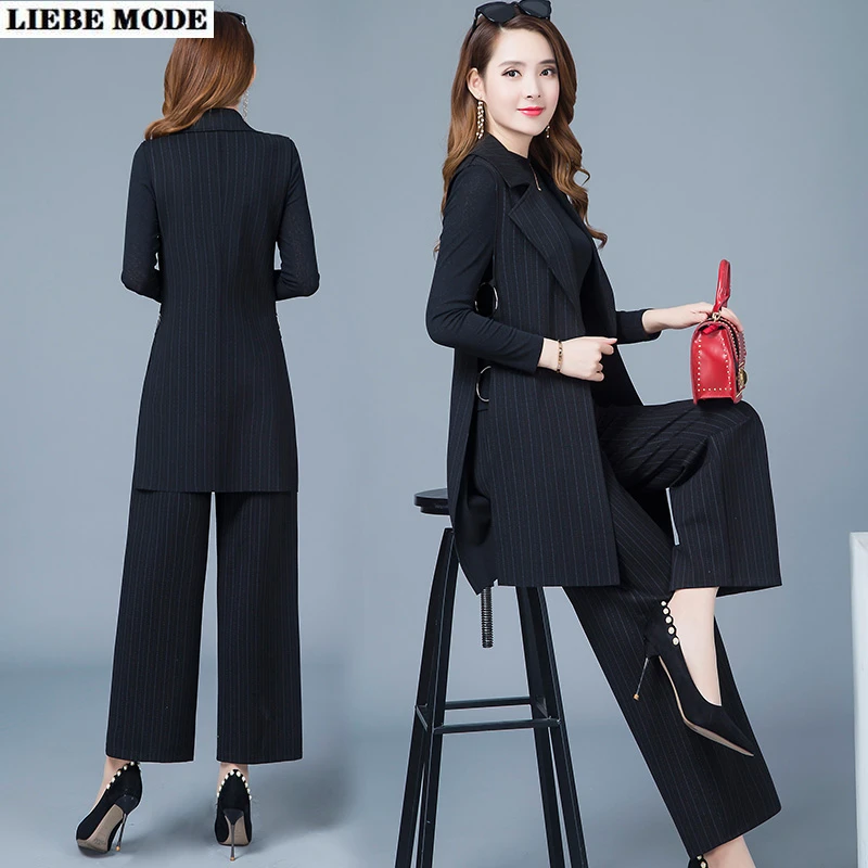 black wide leg suit trousers