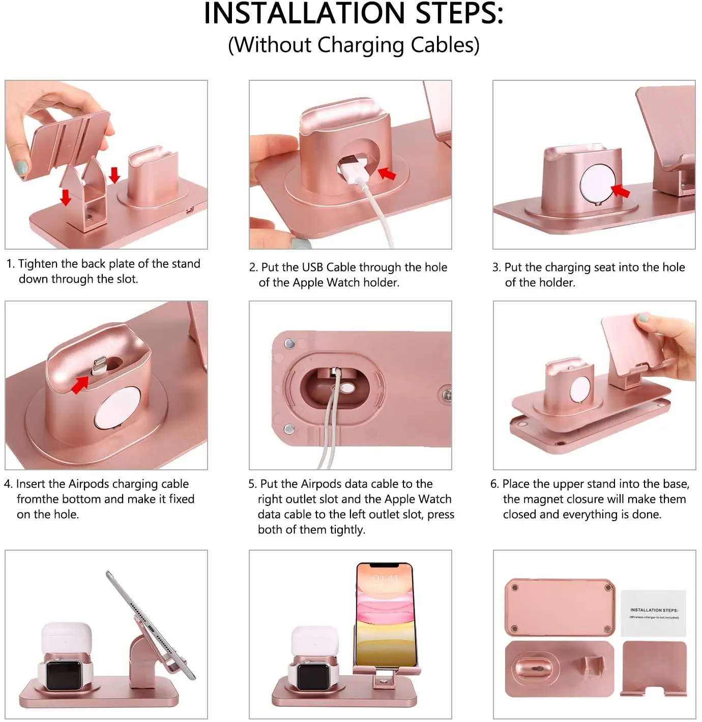 mobile stand holder Sạc 3 Trong 1 Cho iPhone 11 XR XS Max 8 7 Plus Apple Dây Airpods Pro USB Sạc giá Đỡ Đứng Loại-C Đế Sạc mobile phone holder
