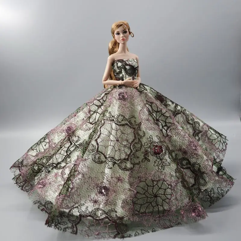 Фиолетовое свадебное платье высокой моды для 11.5in. Кукла 1/6 Одежда для куклы наряды корб