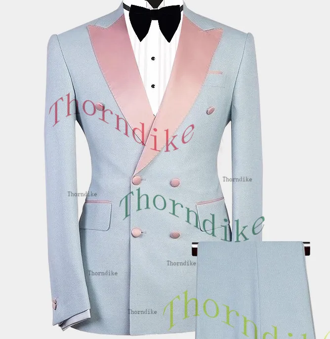 Thorndike 2022 New Fashion Navy Blue Suits for Men Custom Made Slim Groom Custom 3 Piece Wedding Mens Suit (Jacket+Pants+Vest) 5
